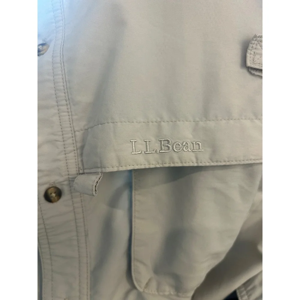 LL Bean Men's Tan‎ Long Sleeve Button Up Outdoor Fishing Shirt XXL REG